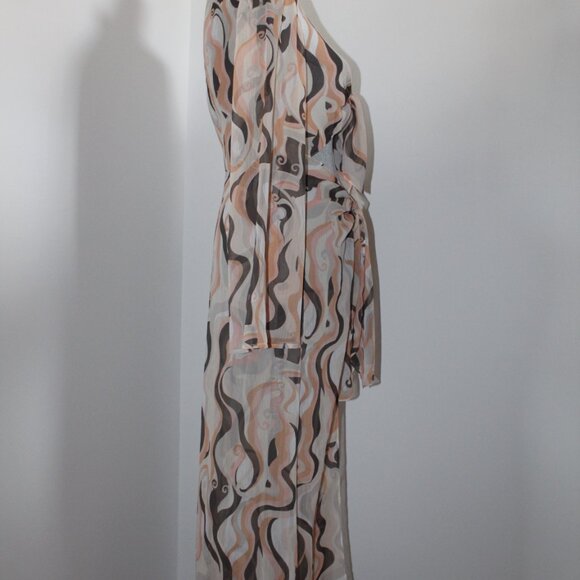 NWT Cinq à Sept Canyon Swirl Talita Cover Up Tie Front Natural Multi Dress - Picture 8 of 9